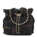 Denim Quilted Mood Small Bucket With Chain Black Multicolor