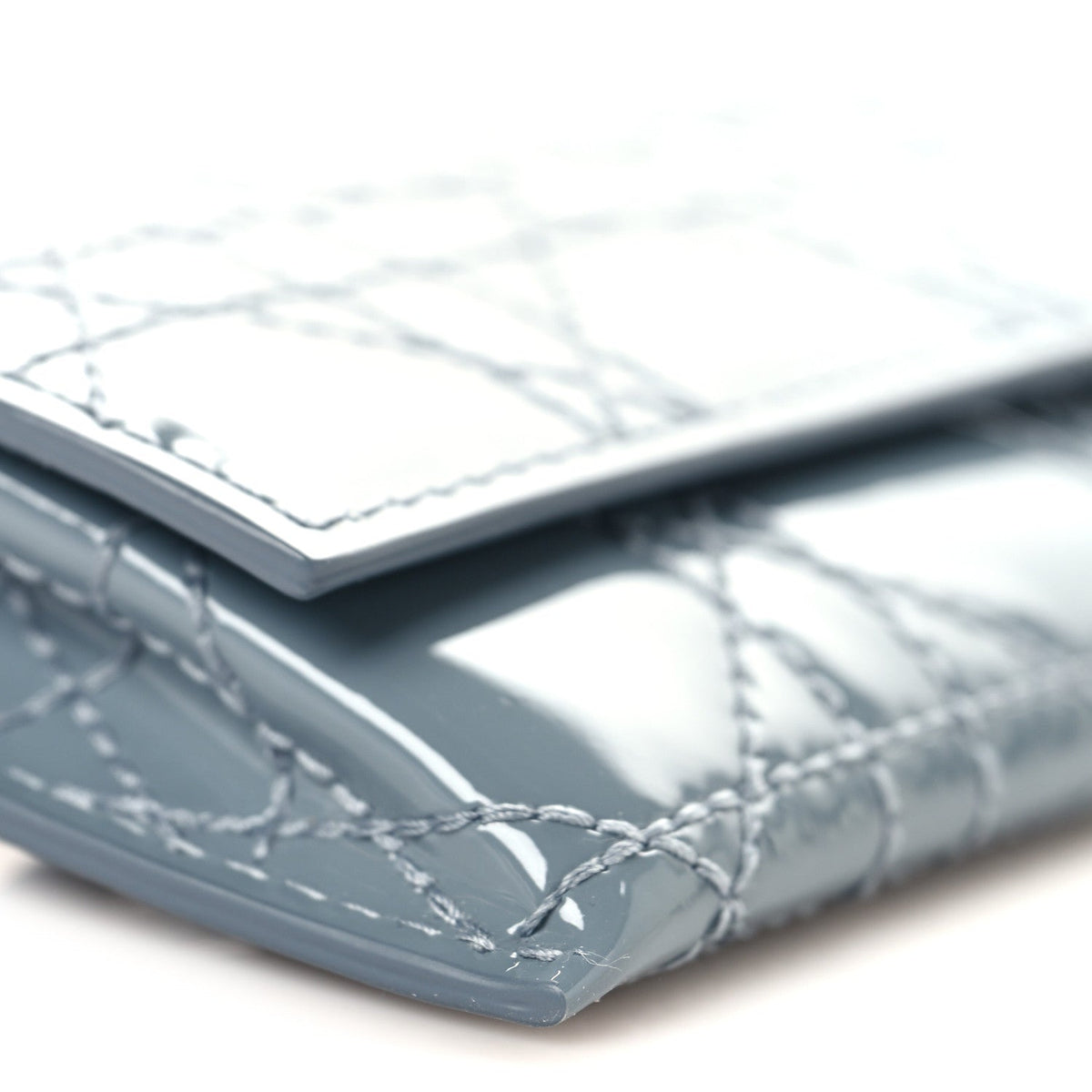 Patent Cannage Mini Waist Pouch on Chain Denim