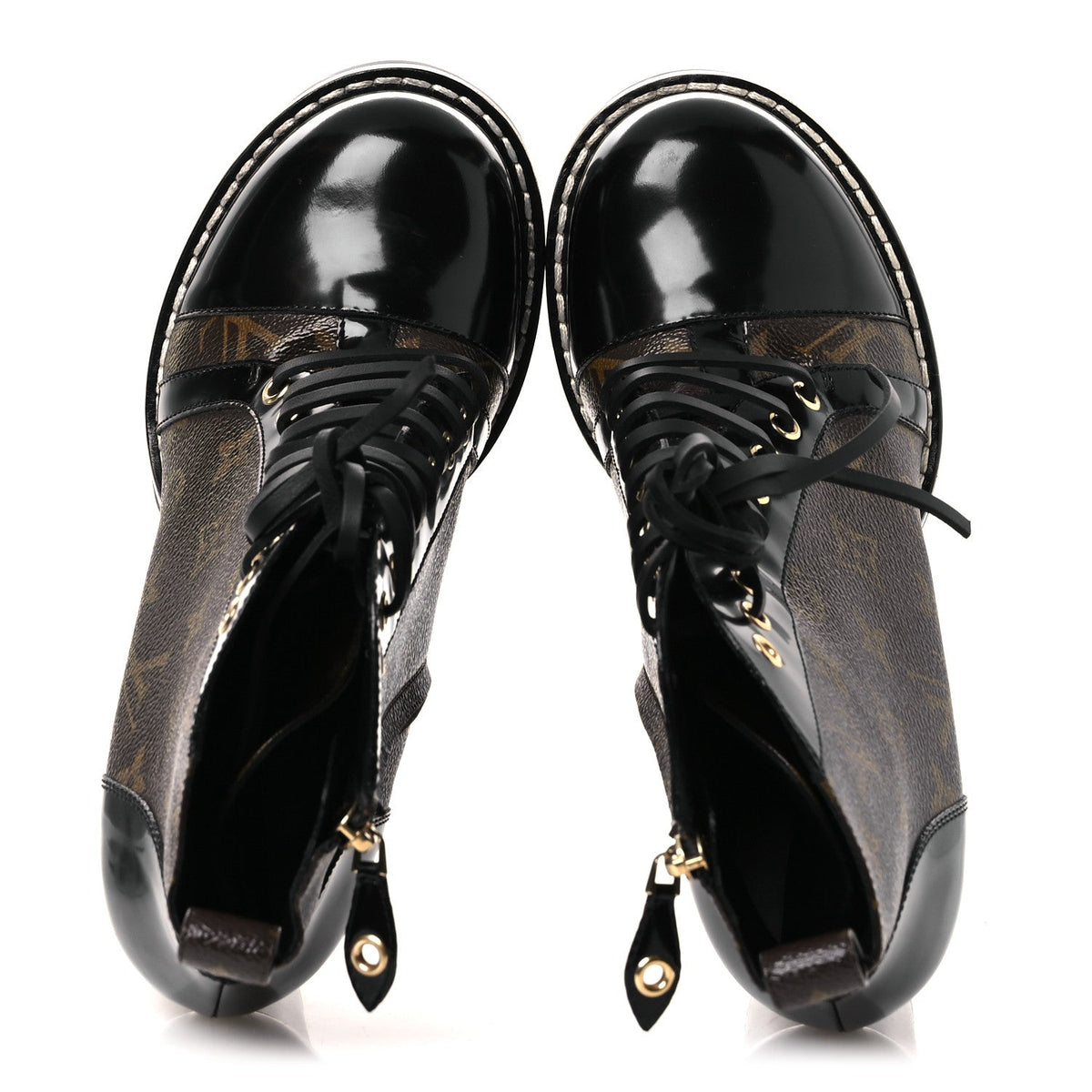 Patent Calfskin Monogram Star Trail Ankle Boots 40 Black