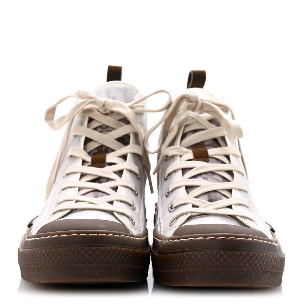 Technical Canvas Oblique Mens B23 High Top Sneakers 42 Brown Beige
