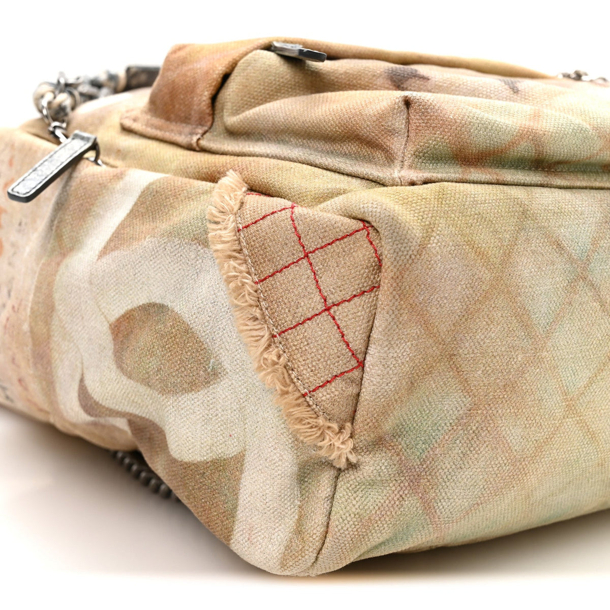 Graffiti Printed Canvas Medium Backpack Beige