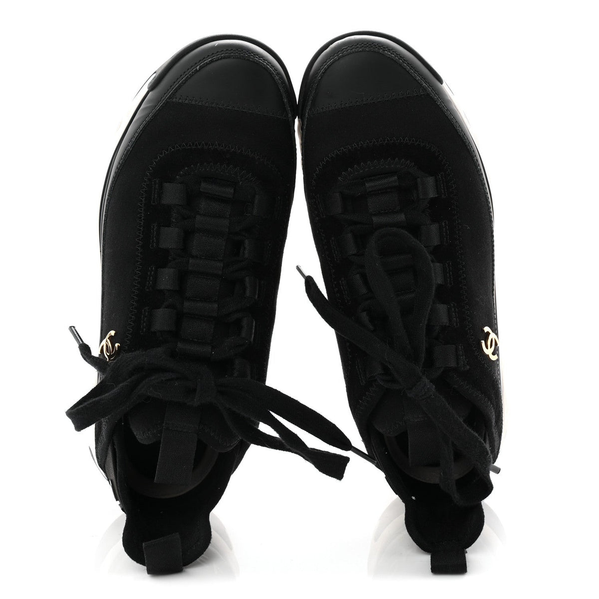 Velvet Calfskin Mixed Fibers CC Sneakers 36.5 Black