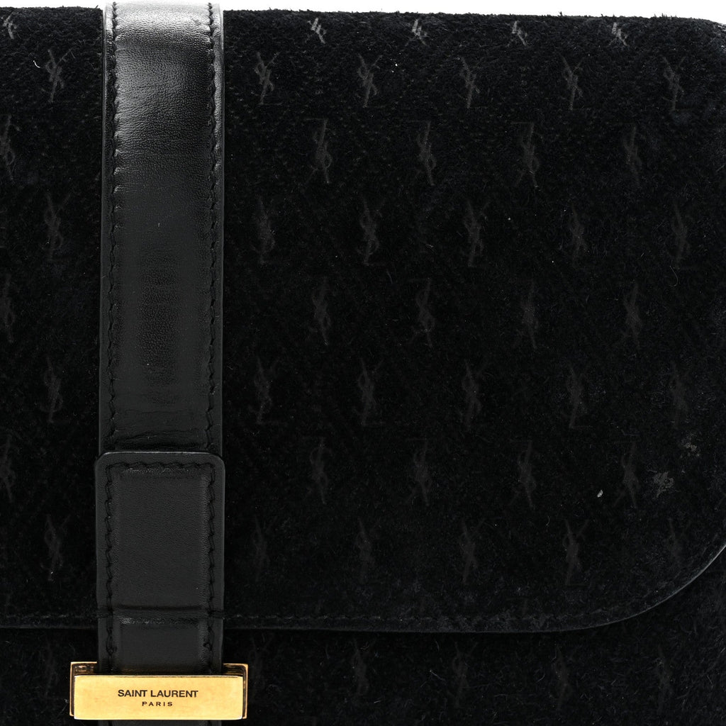 Suede All-Over Monogram Small Le Monogramme Satchel Black