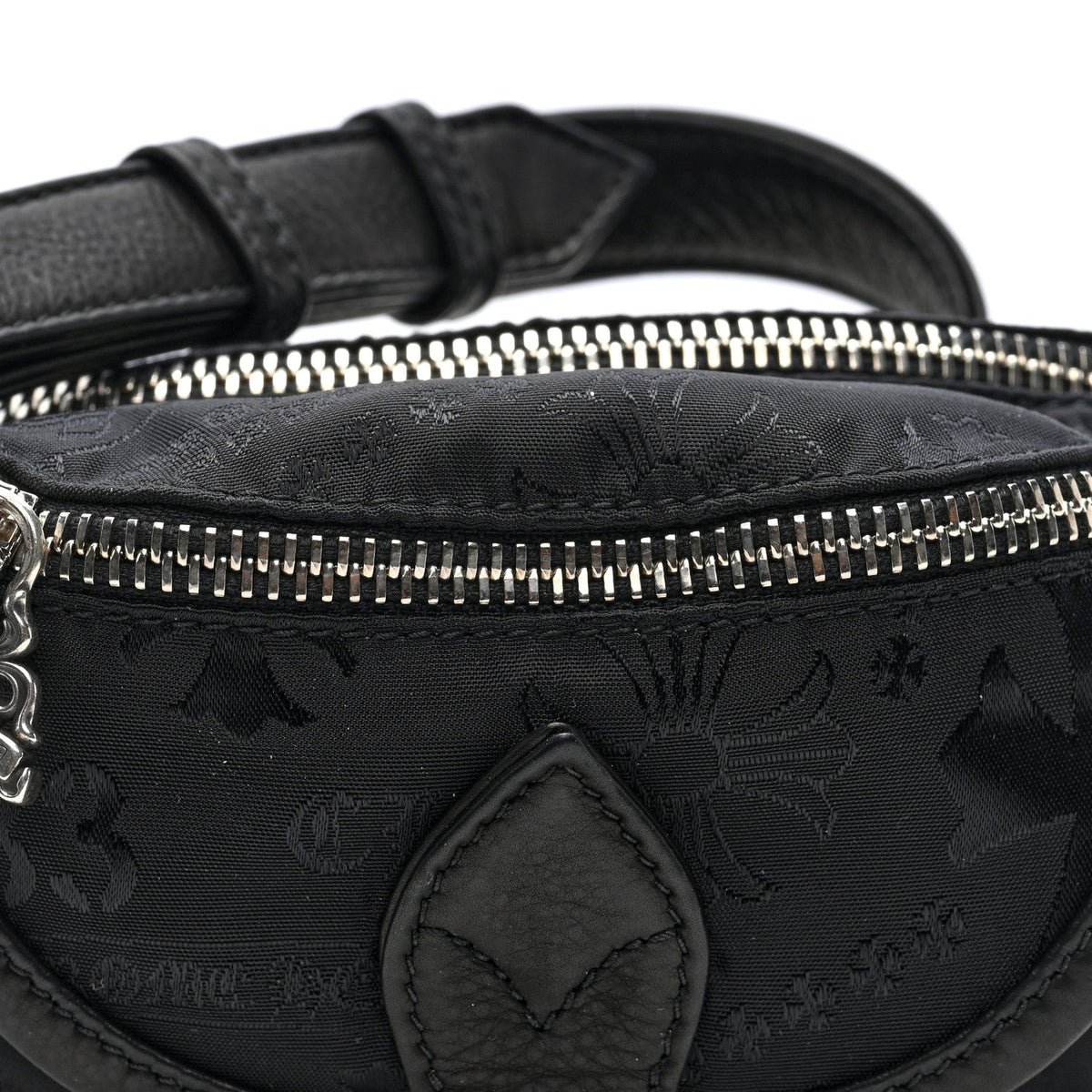 Grained Calfskin Nylon Stencil Mini Snat Pack Gunslinger Waist Bag Black