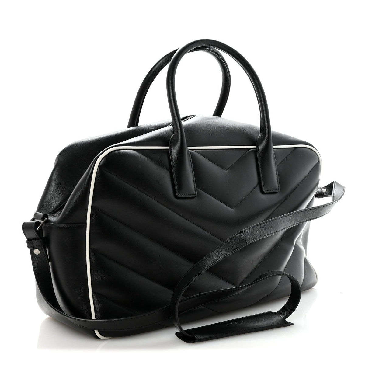 Calfskin Medium Miles Logo Bowler Duffel Bag Black
