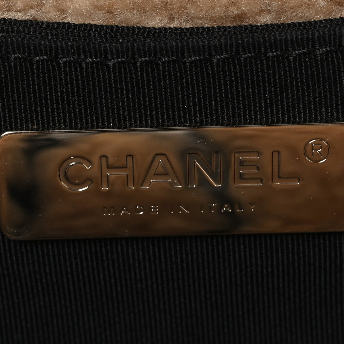 Shiny Crumpled Sheepskin Shearling Waist Bag Black Beige