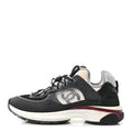 Fabric Suede Calfskin Mesh Womens CC Sneakers 40.5 Black Dark Grey White Light Grey