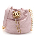Calfskin Quilted Pearl Mini About Pearls Drawstring Bucket Light Pink
