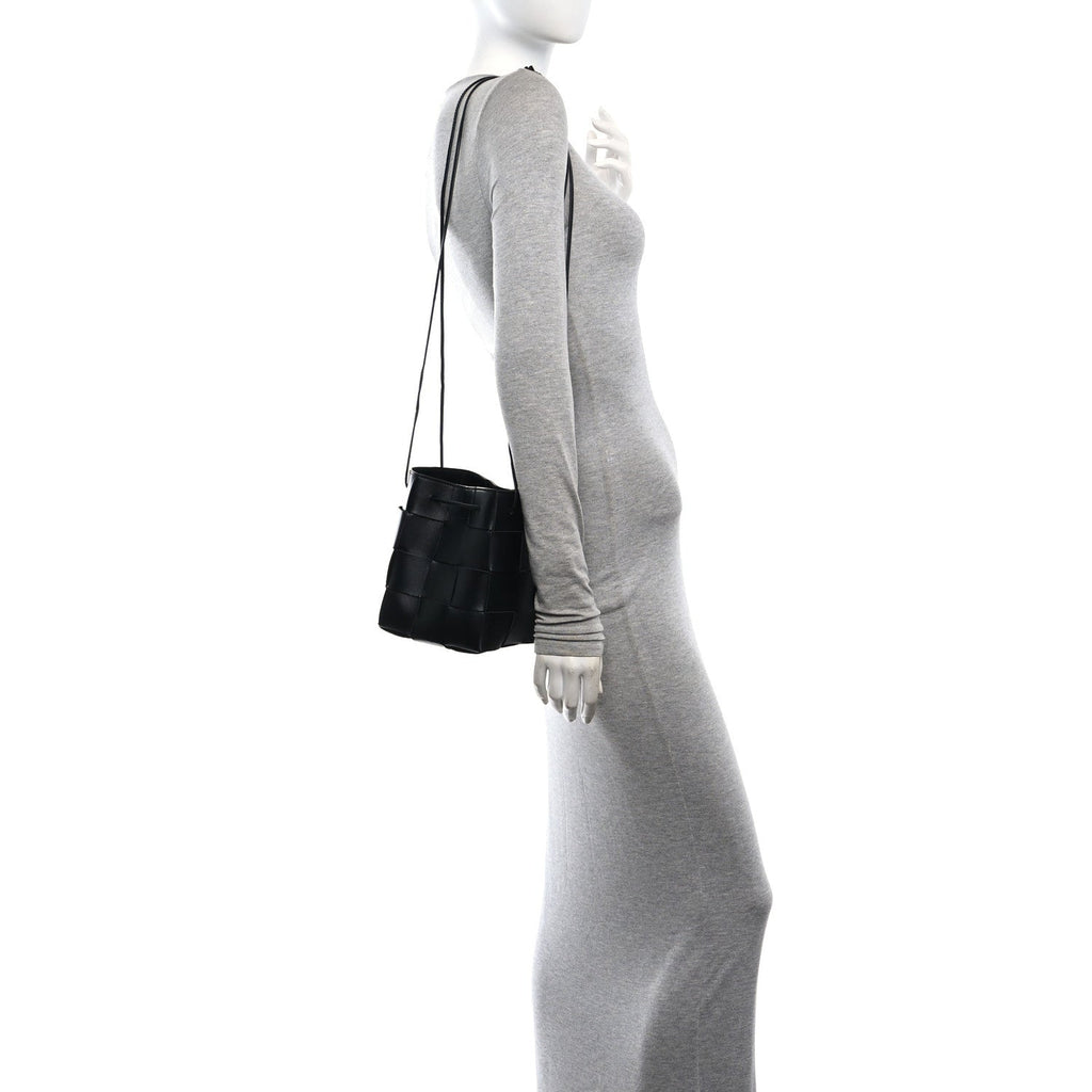 Nappa Maxi Intrecciato Cassette Bucket Bag Black