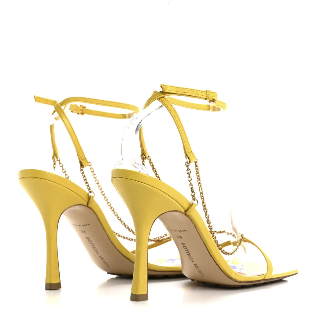 Lambskin Stretch Chain Strap 90mm Sandals 41 Buttercup