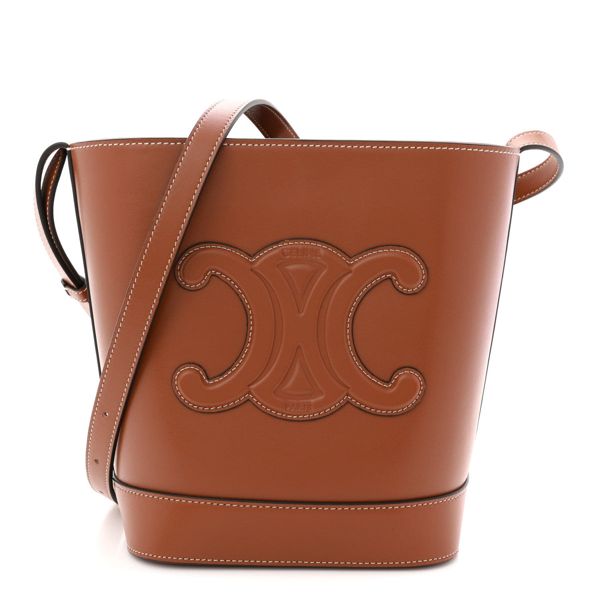 Smooth Calfskin Small Cuir Triomphe Bucket Bag Tan