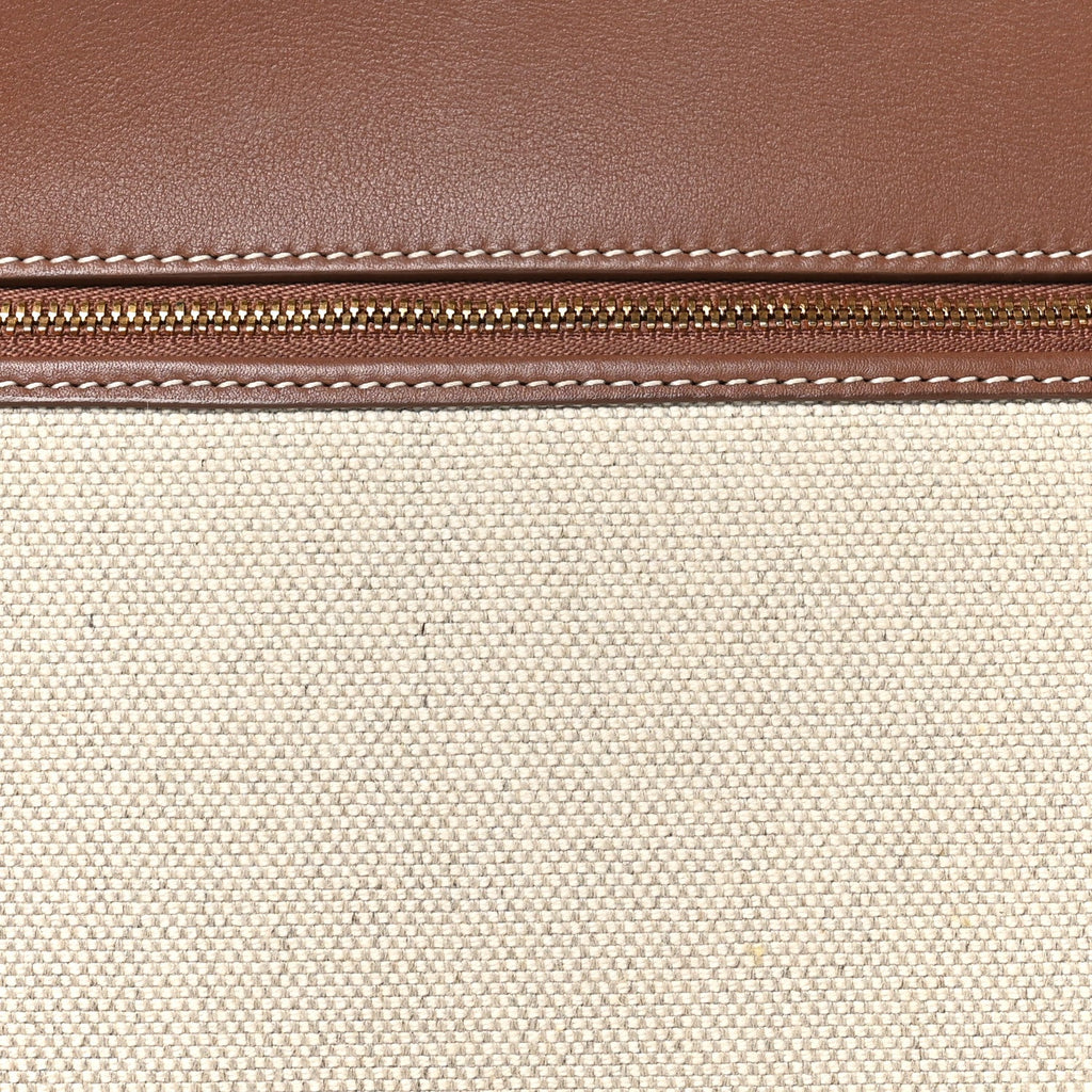 Calfskin Cotton Canvas L27 Extra Pocket Bag Natural Caramel Sugar
