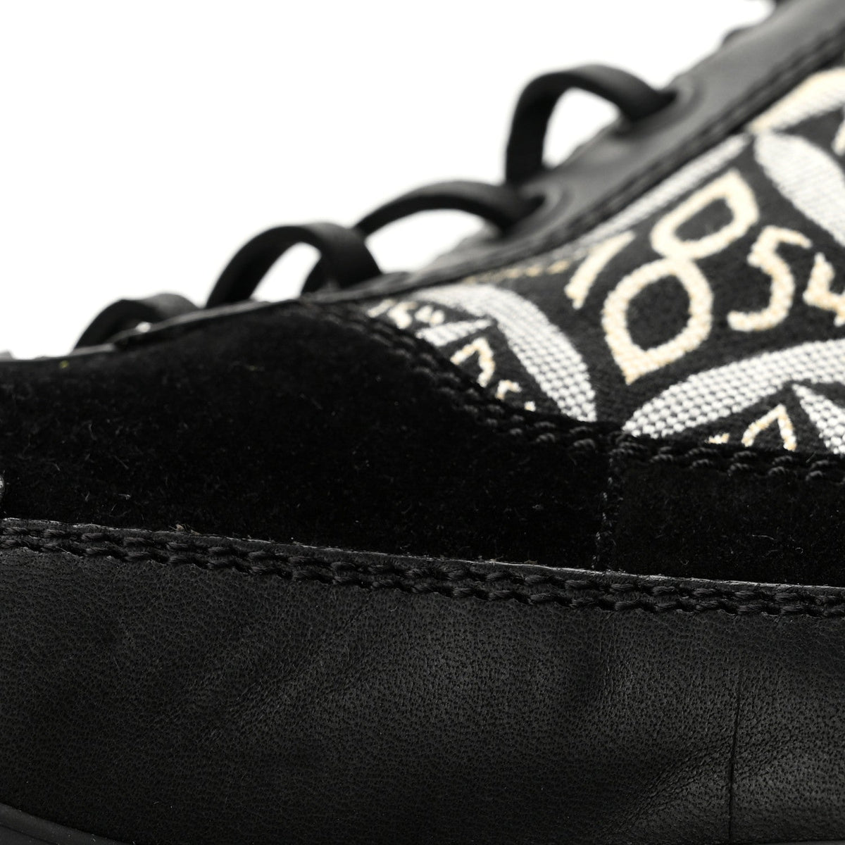Suede Calfskin Jacquard Since 1854 Laureate Platform Desert Boots 35.5 Black