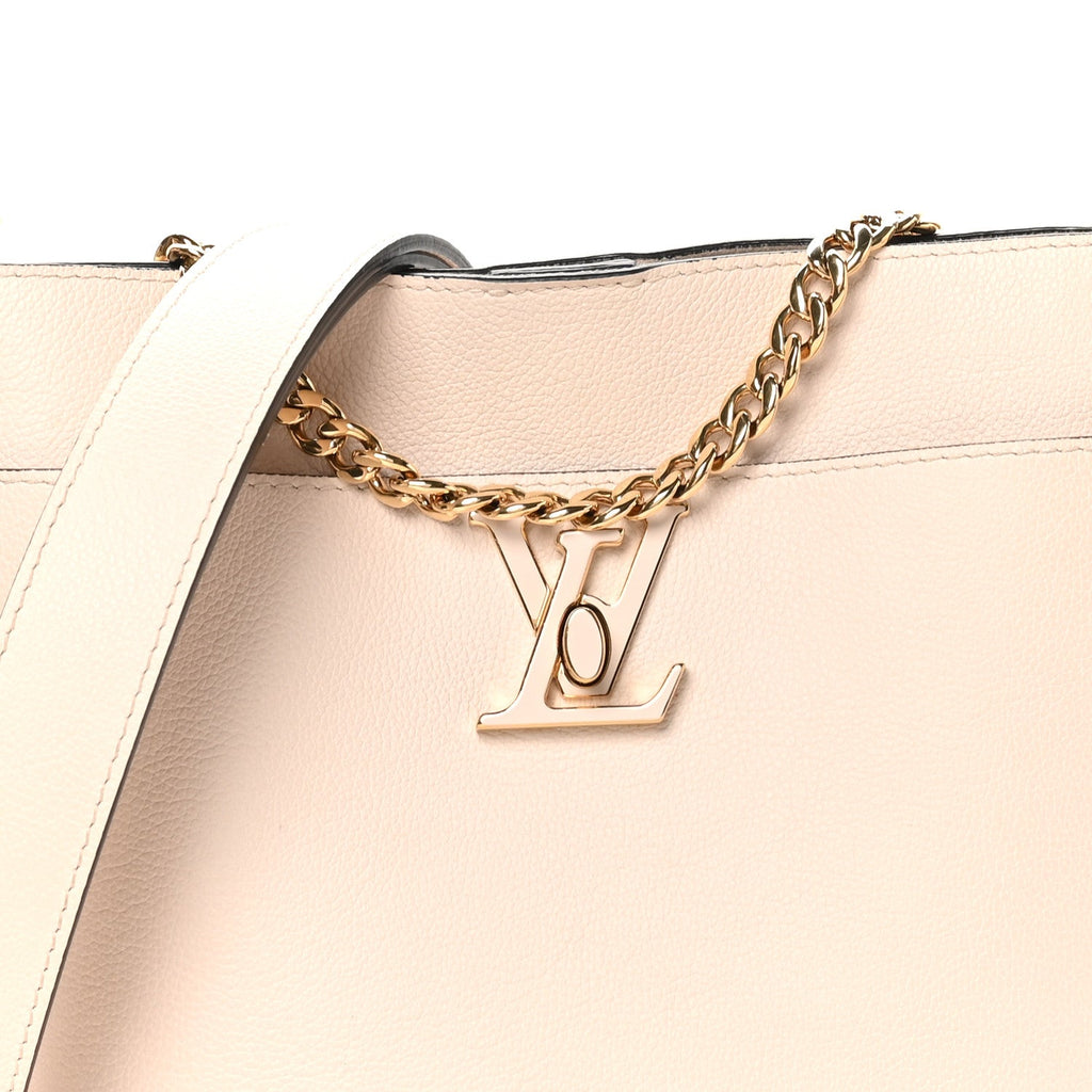 Grained Calfskin Lock and Walk Bucket Quartz