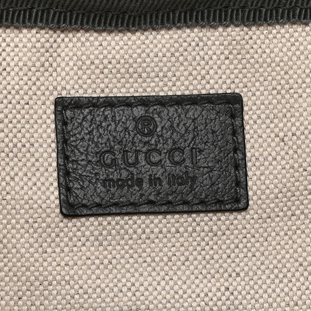 GG Supreme Monogram Textured Dollar Calfskin Medium Ophidia Double Buckle Backpack Grey Black Graphite Grey