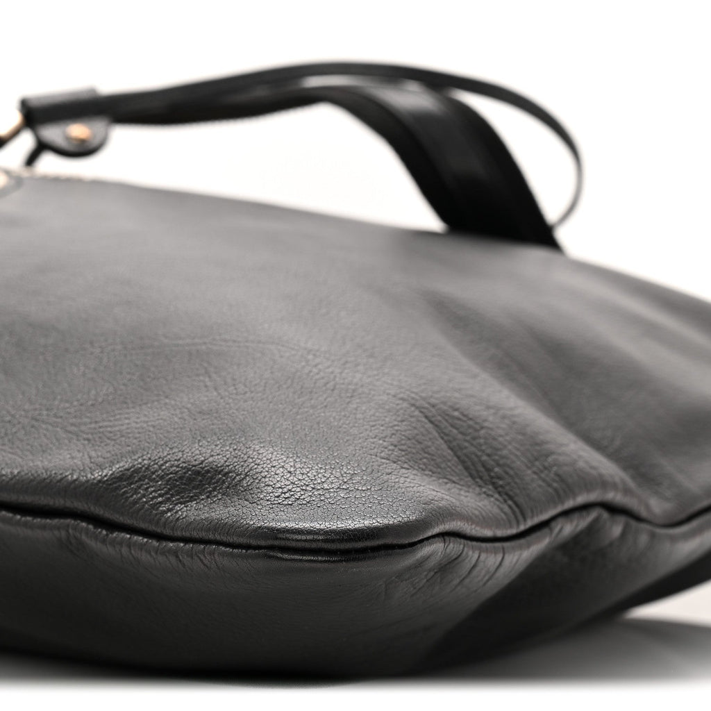 Calfskin Studded Drawstring Tote Black