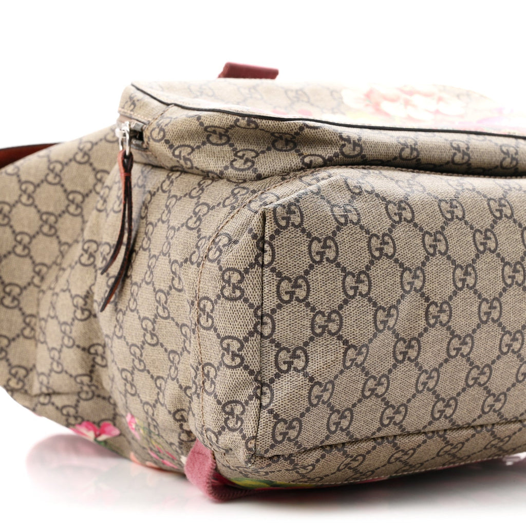 GG Supreme Monogram Blooms Medium Single Buckle Backpack Beige Multicolor Dry Rose