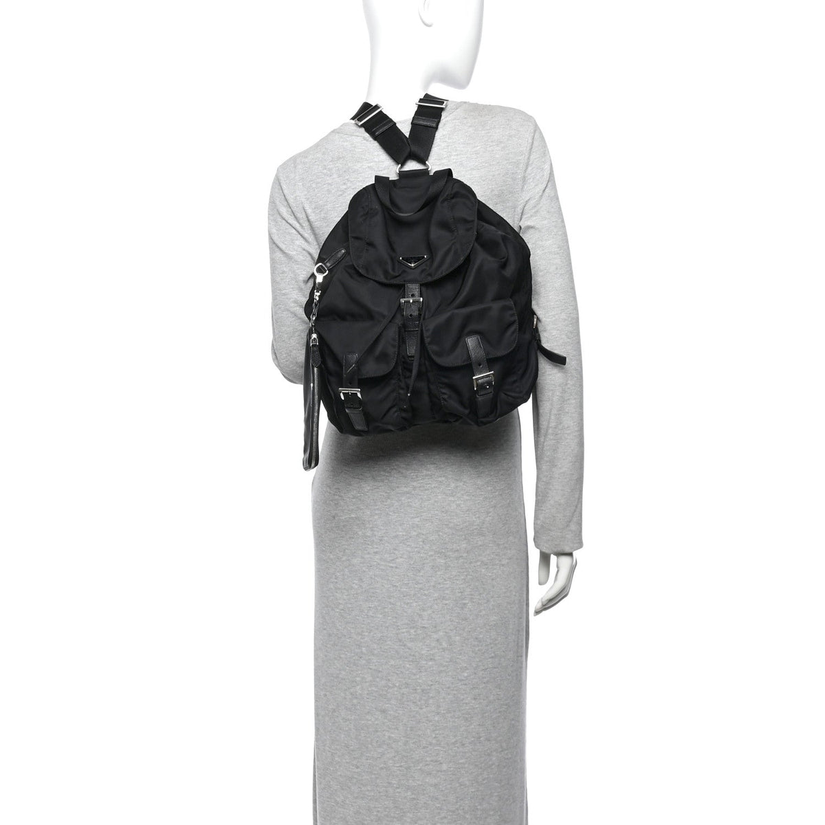 Re-Nylon Saffiano Medium Backpack Black