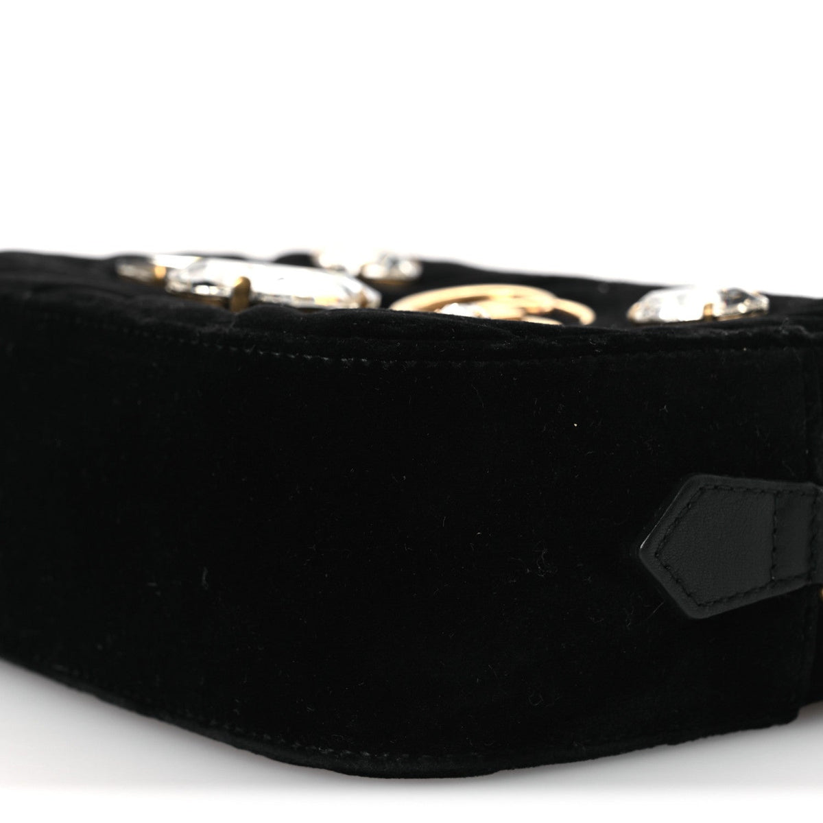 Velvet Matelasse Marquise Crystals Mini GG Marmont Chain Shoulder Bag Black