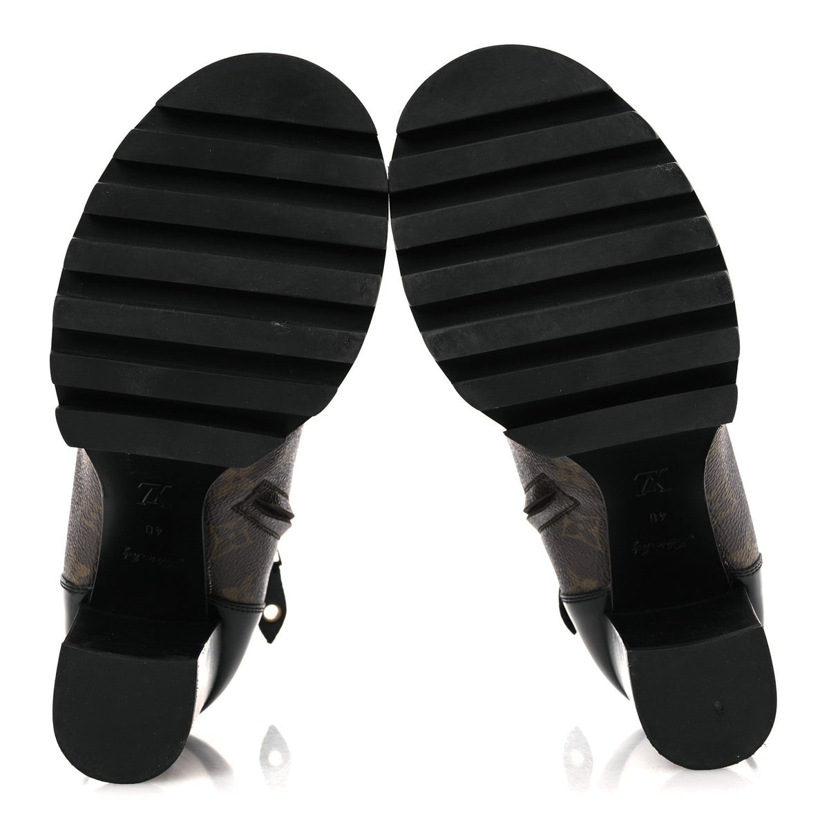 Patent Calfskin Monogram Star Trail Ankle Boots 40 Black