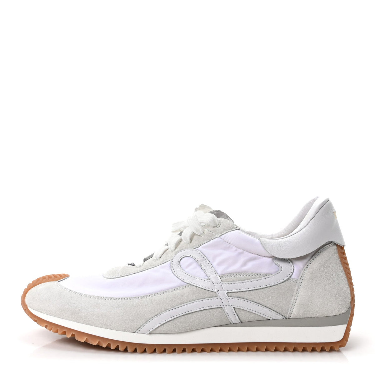 Nylon Suede Mens Flow Retro Runner Sneakers 45 White