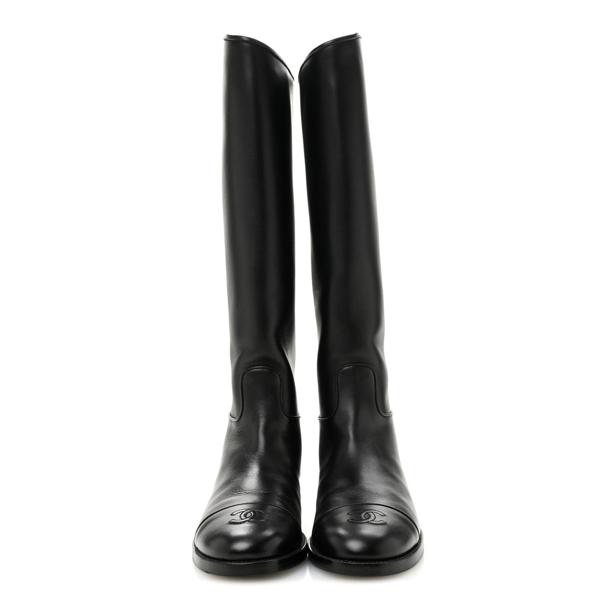 Calfskin Cap Toe CC Riding Boots 38 Black