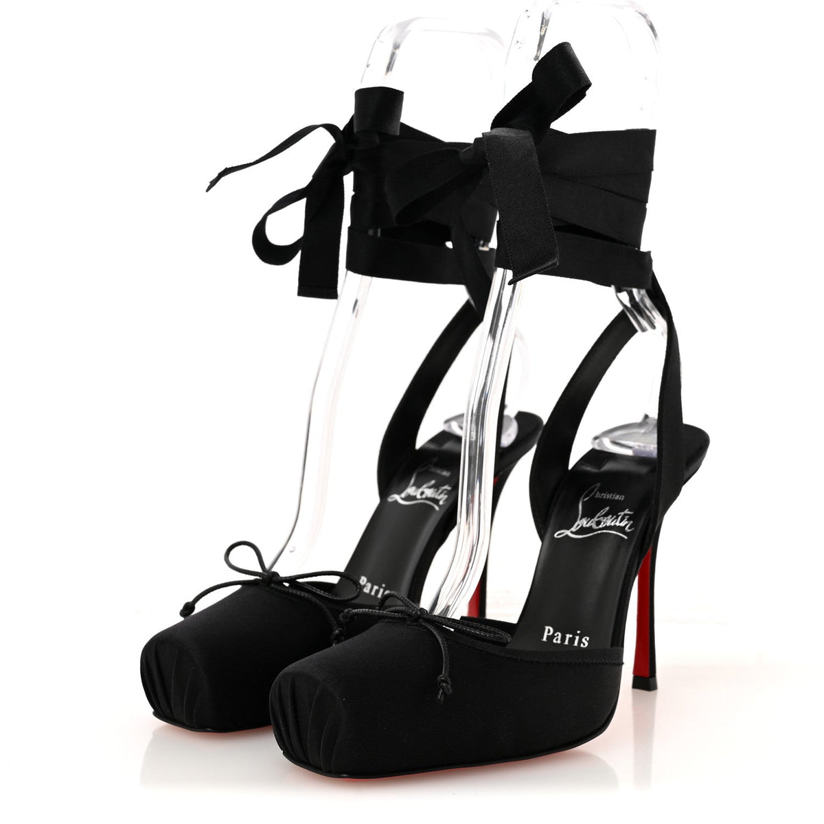 Crepe Satin Cassia Lace Up 100 Pumps 36 Black