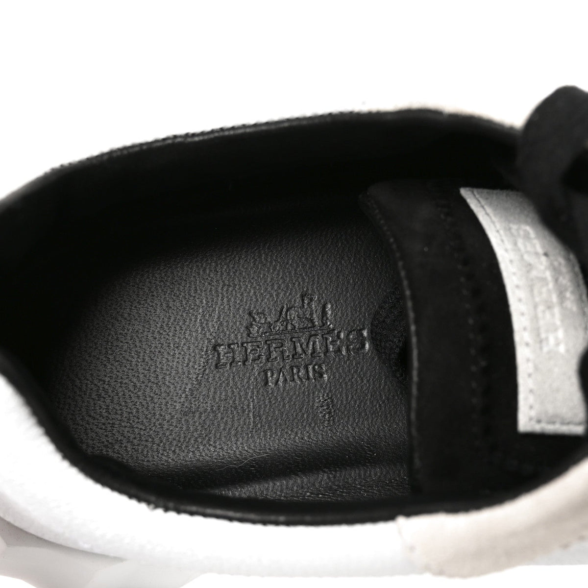 Calfskin Suede Goatskin Bouncing Sneakers 37.5 White Black