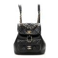Lambskin Quilted Small Duma Drawstring Backpack Black