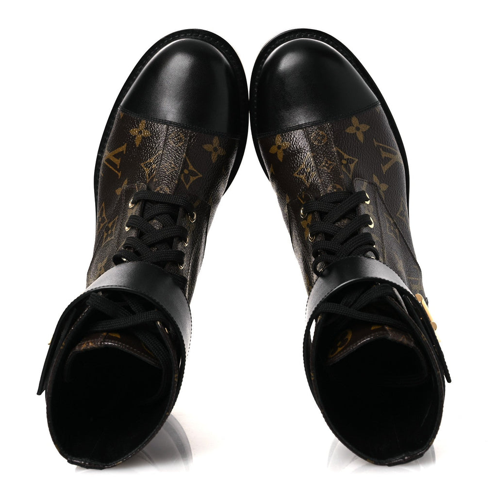 Calfskin Monogram Wonderland Flat Ranger Boots 37.5 Black