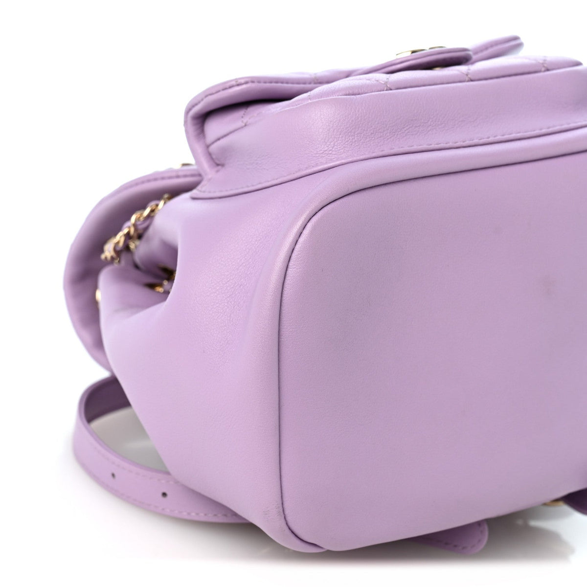 Lambskin Quilted Small Duma Drawstring Backpack Light Purple