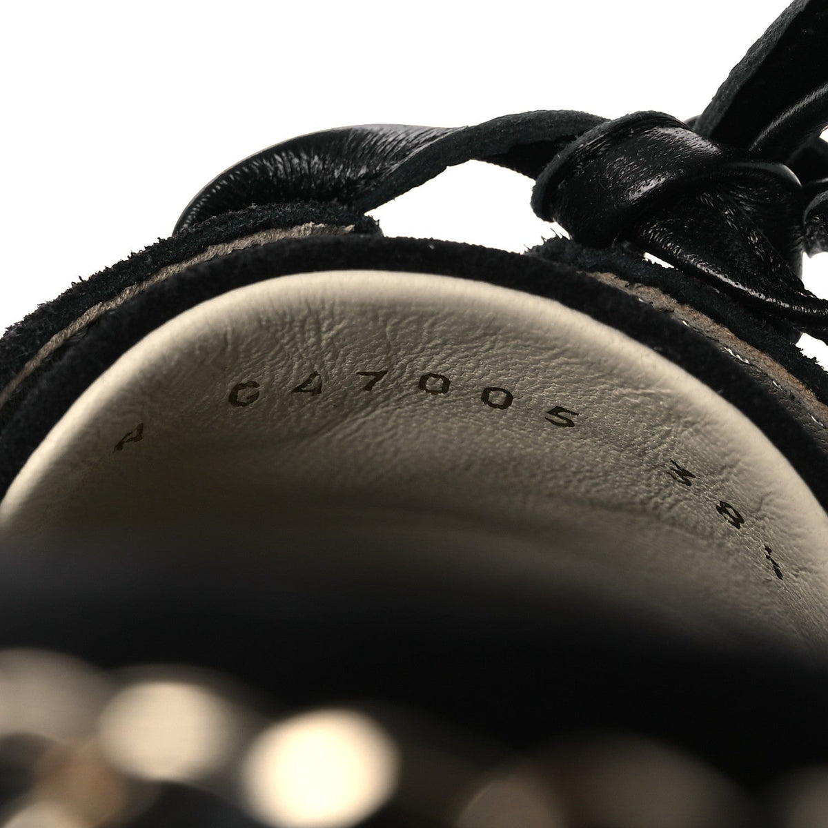 Suede Calfskin CC Chain Loafers 38.5 Black Light Gray