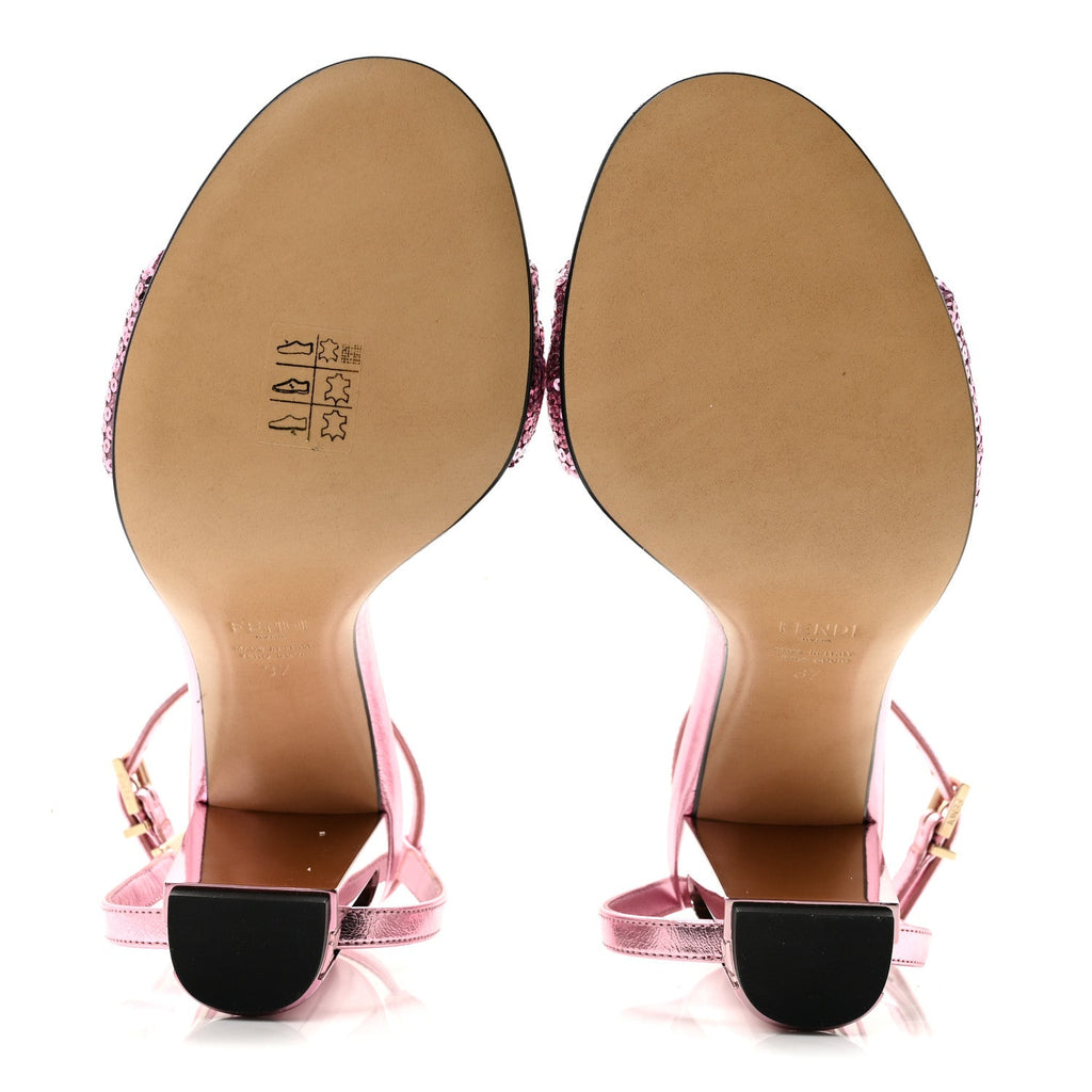 Ricamo Sequin Paillettes Vitello Grace FF Delfina Sandals 37 Lavanda Rosa