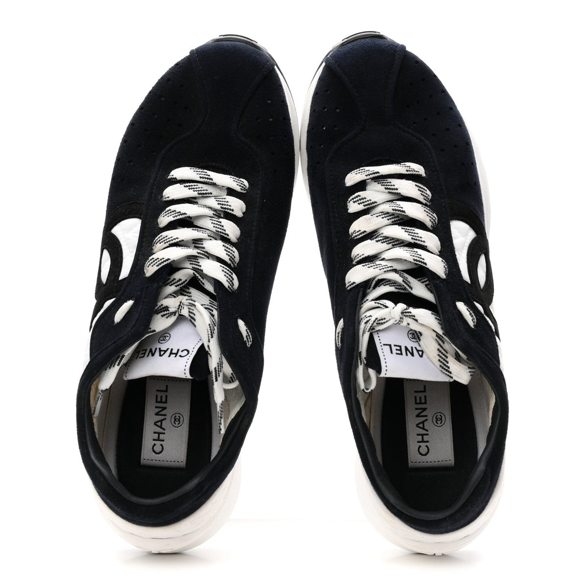 Fabric Suede Kidskin CC Sneakers 41 Dark Navy White