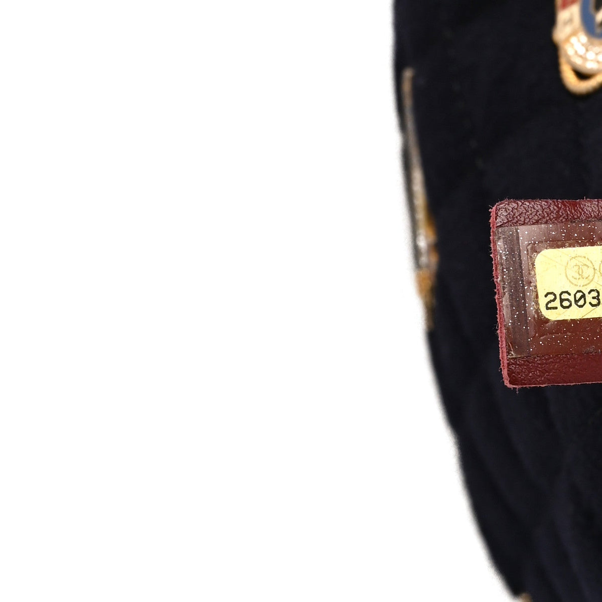 Wool Lambskin Quilted Paris Hamburg Charms Waist Bag Dark Navy