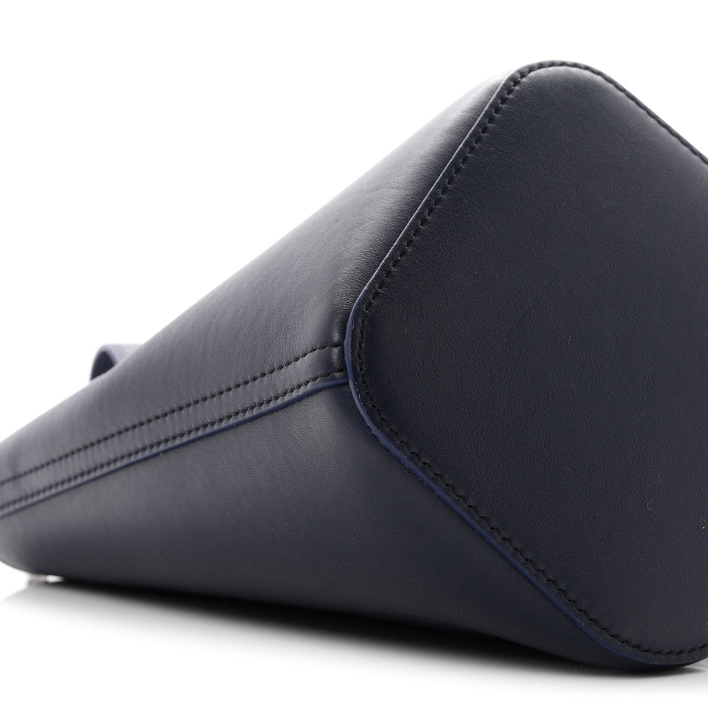 Soft Grained Calfskin Mini Pebble Bucket Bag Navy