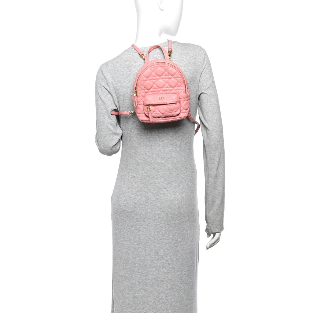 Lambskin Cannage Mini Backpack Peach Blossom