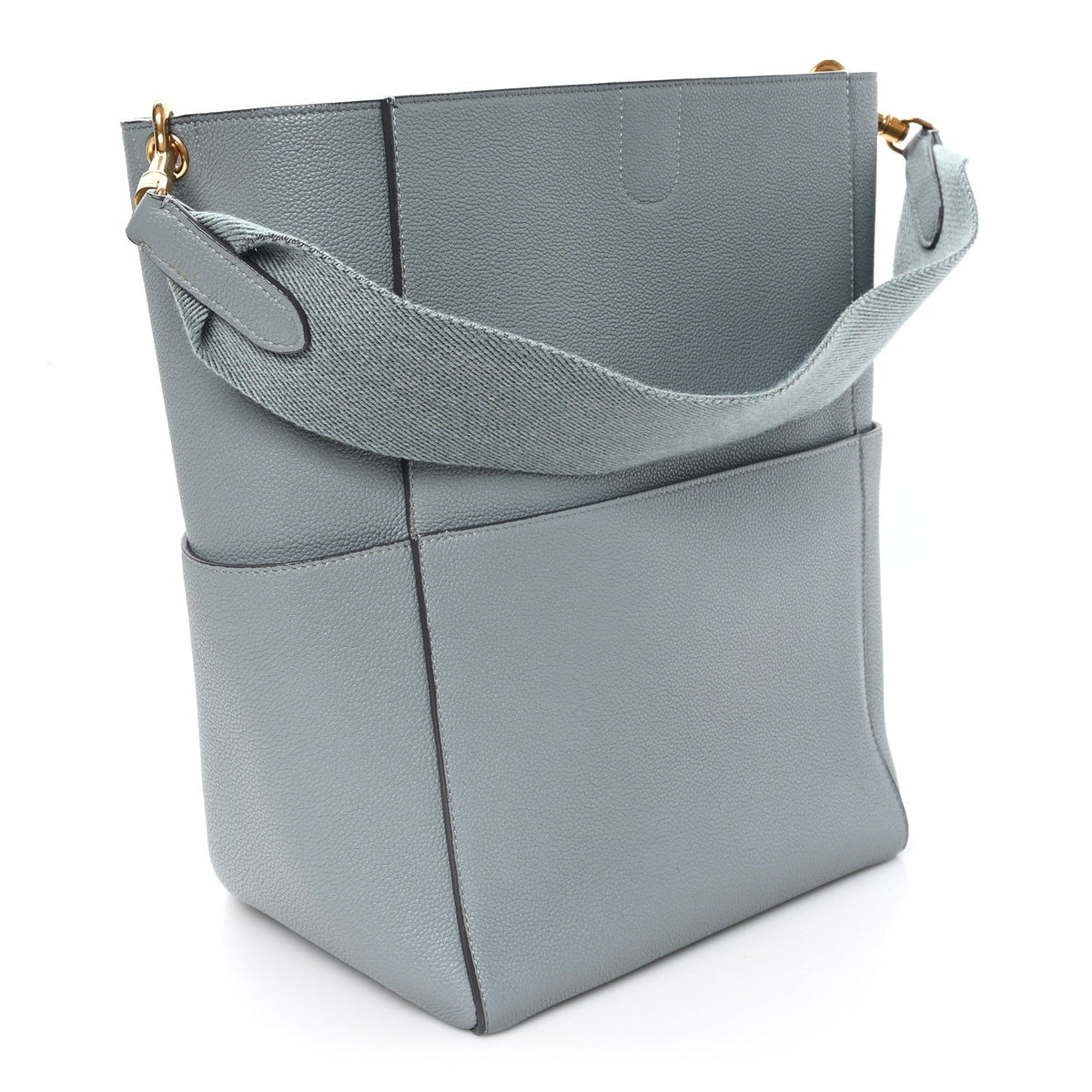 Soft Grained Calfskin Sangle Bucket Bag Storm