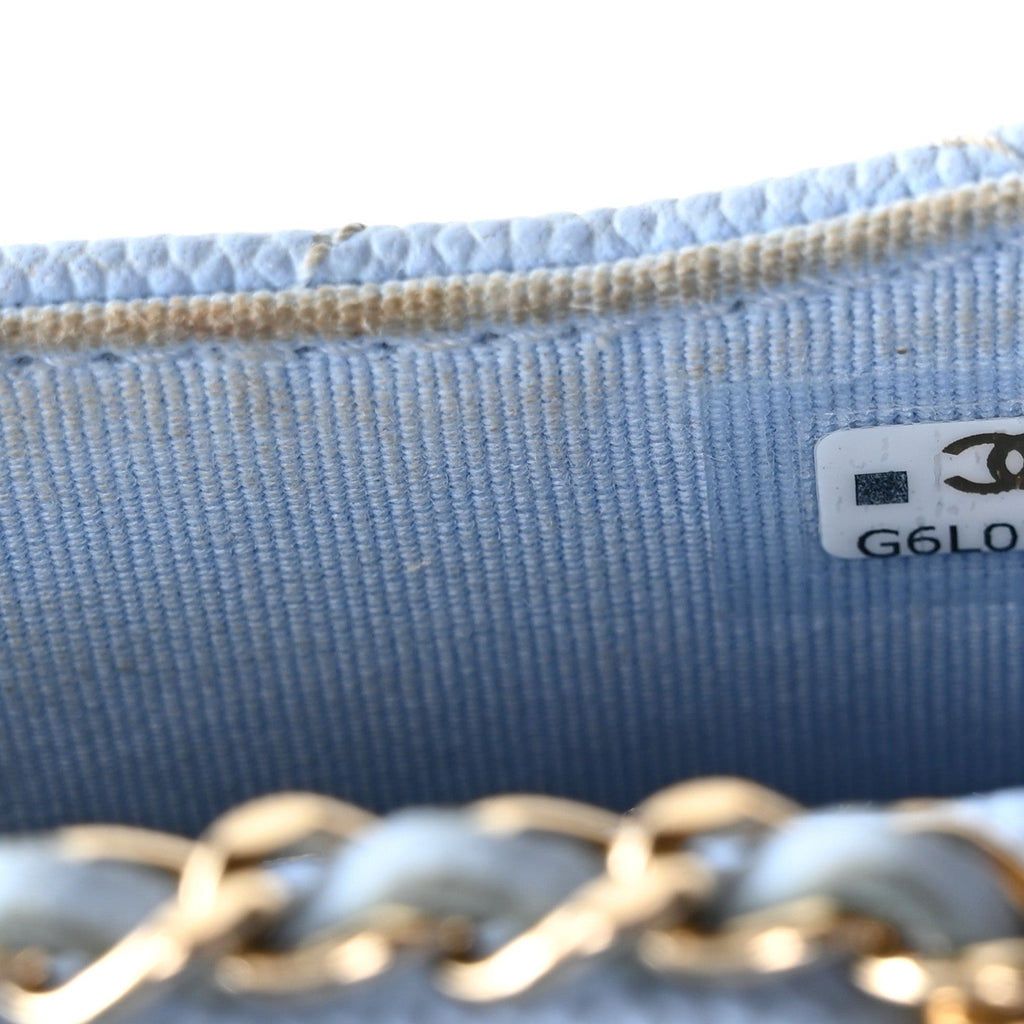 Caviar Quilted Mini Chain Belt Bag Light Blue