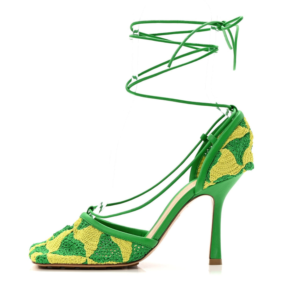 Crochet Stretch Ankle Tie Sandals 37 Kiwi Parakeet