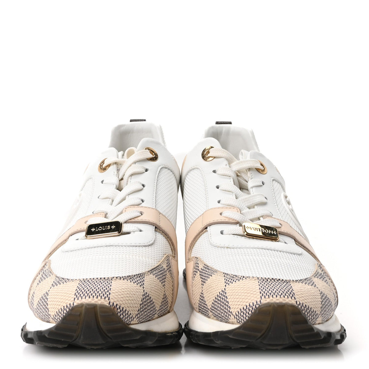 Calfskin Damier Azur Run Away Sneakers 39 White