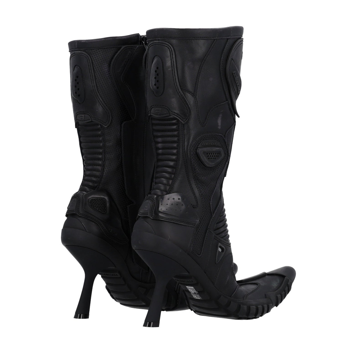 Calfskin Distressed Biker Boots 39 Black