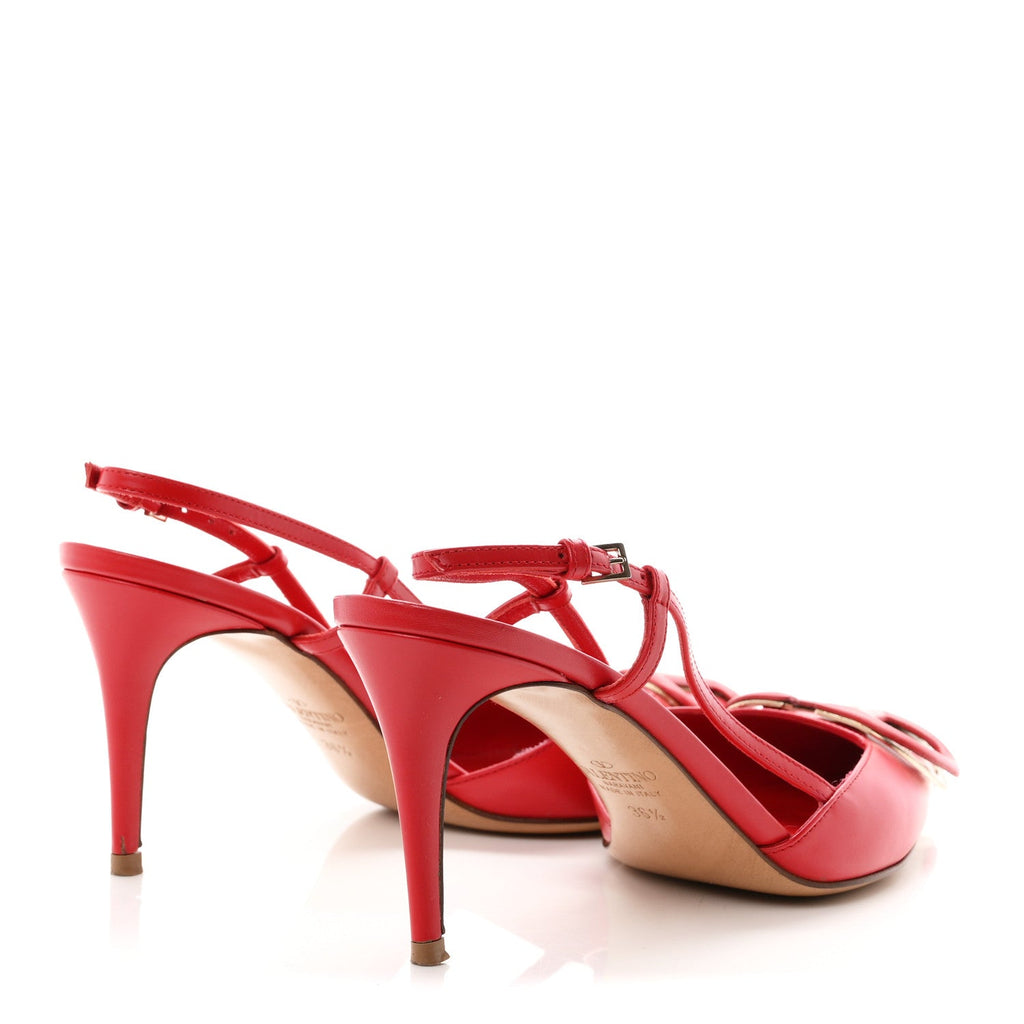 Calfskin Tonal Signature Vlogo Slingback 80mm Pumps 36.5 Rouge Pur