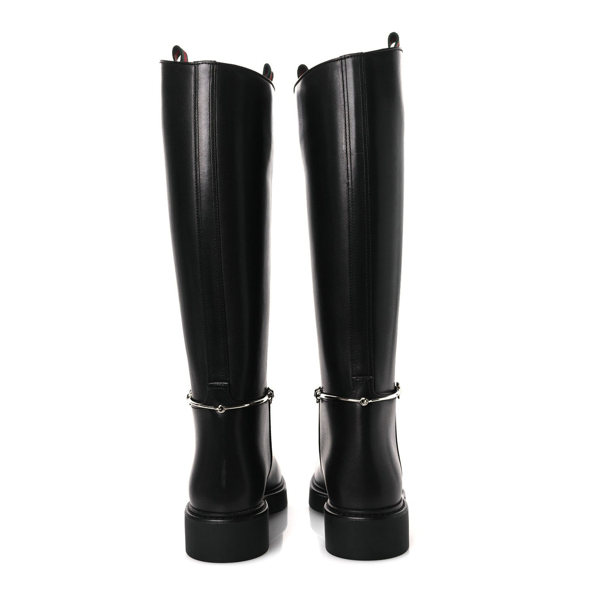 Shiny Calfskin Michelangelo Slim Horsebit Riding Boots 36 Black