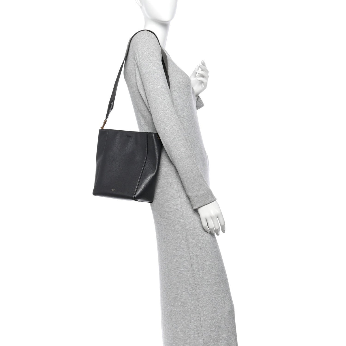 Soft Grained Calfskin Small Sangle Bucket Bag Kohl