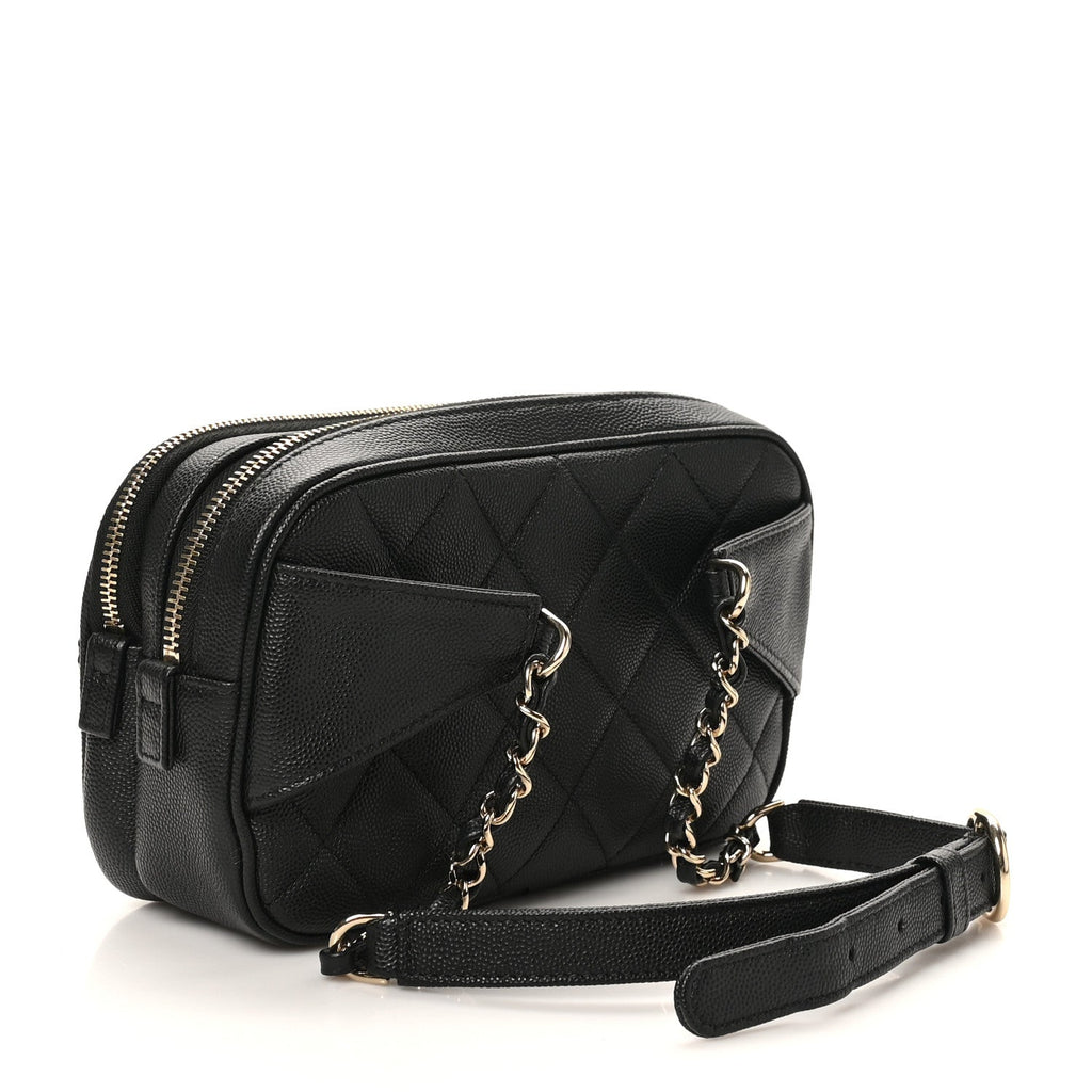 Caviar Quilted Waist Bag With Pouch Black
