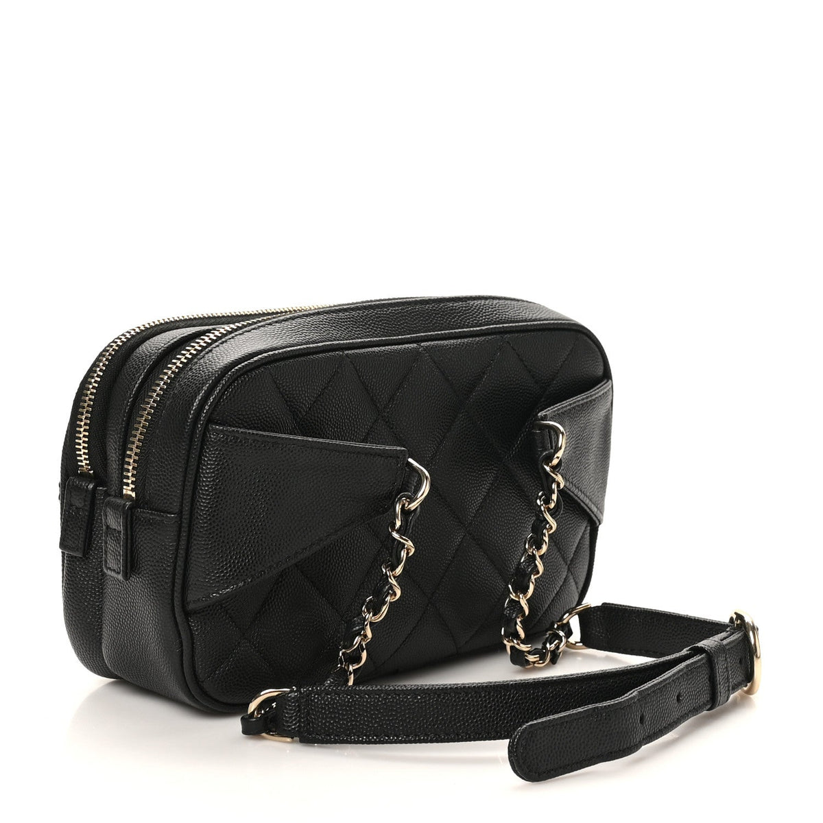 Caviar Quilted Waist Bag With Pouch Black