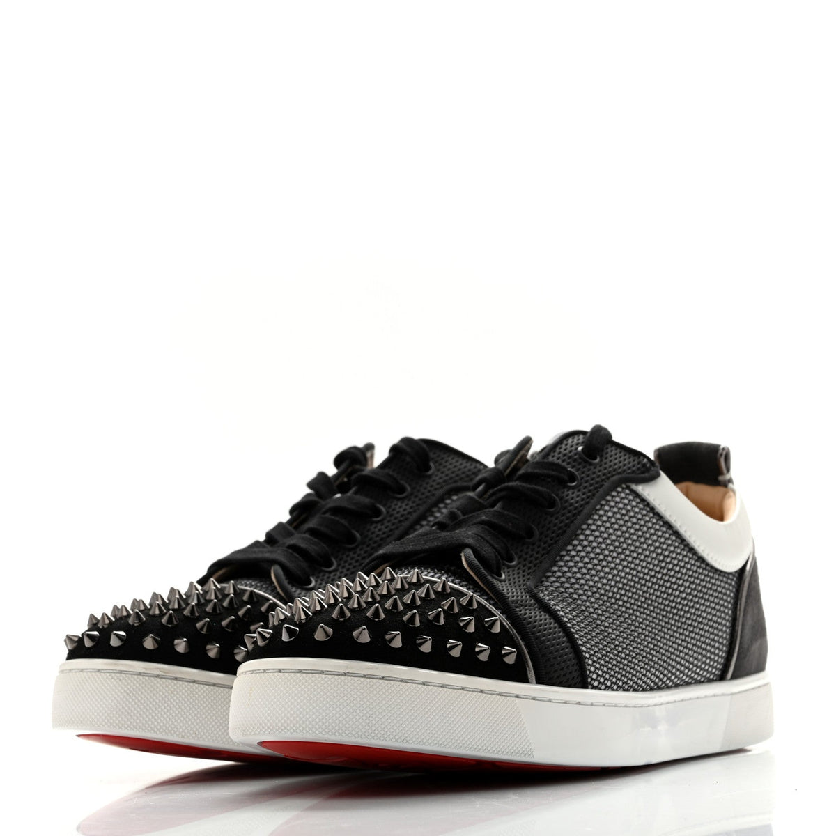 Suede Mesh Mens Louis Junior Spikes Orlato Flat Sneakers 42.5 Version Black White