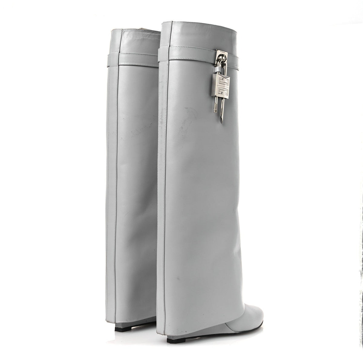 Calfskin Shark Lock Pant Boots 39 Grey