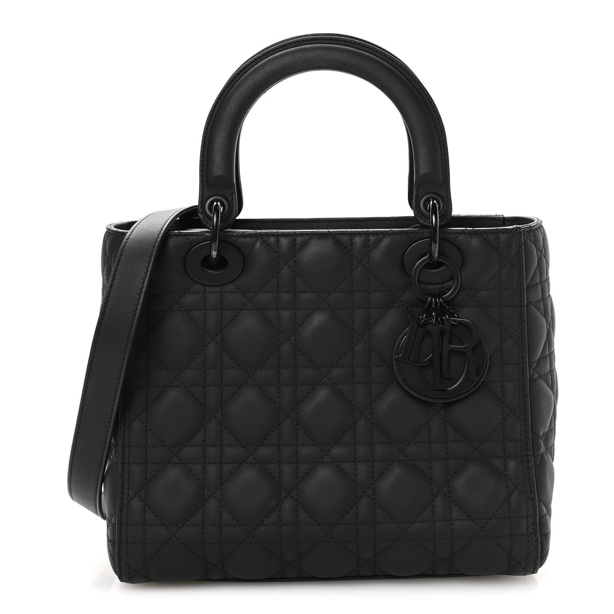 Ultra Matte Calfskin Cannage Medium Lady Dior Black